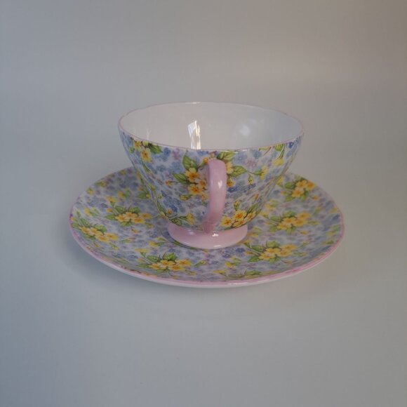 Shelley Primrose Chintz Richmond Cup & Saucer Yellow Floral Design Vintage - Picture 6 of 14